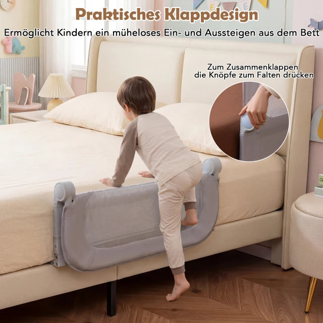 Bettgitter Coast - klappbar - verstellbar - abnehmbar - Sicherheit - Netz - grau