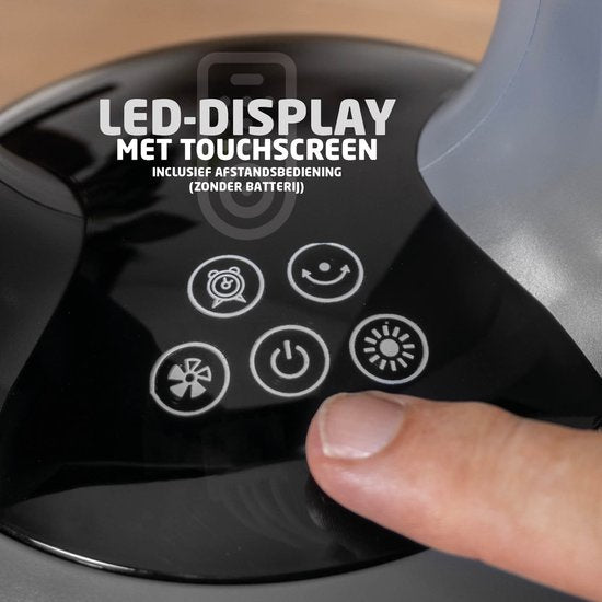 BREND BR-2243 Heizlüfter ohne Lamellen - 2200 Watt - Lamellenlos - LED-Anzeige - Timer - Oszillation - Sicher für Kinder und Haustiere - Dunkelgrau