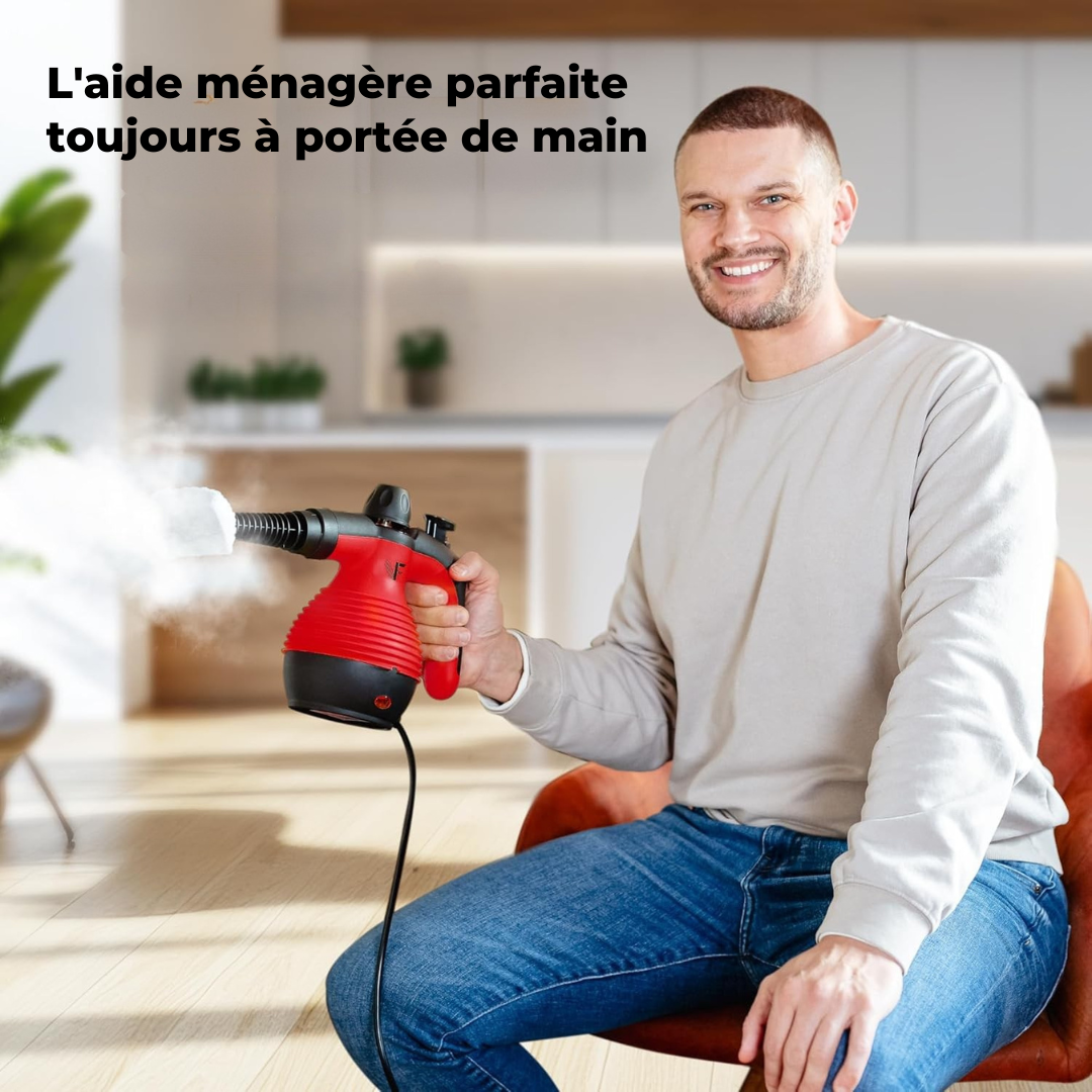 Neighbour's Friend Manueller Dampfreiniger - Mit Dampfregulierung - Inklusive Zubehör - 350ml Tank - Rot