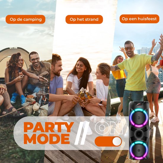 Denver Bluetooth Lautsprecher Party Box - Disco Lichter - Party Box - Inkl. Drahtloses Mikrofon & Fernbedienung - BPS459