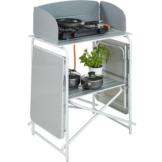 tectake - Campingküche Abm. 97 x 47,5 x 78cm schwarz - 403348