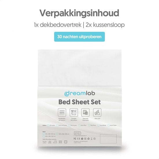 Dreamlab Bettbezugsset - 240 x 200/220 cm - Bettwäsche mit Kissenbezug - Double - Four Seasons - Mikrofaser - Weiß