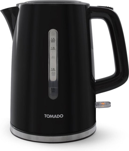 Tomado TWK1701B - Kunststoff-Wasserkocher - Schwarz - 1,7 Liter Fassungsvermögen - 2200 Watt - Wasserstandsanzeige
