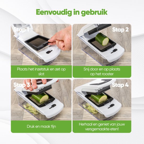 Stosh Mandoline - Gemüseschneider - Zwiebelschneider - Spiralschneider - 7-teilig - Weiß - BPA-frei