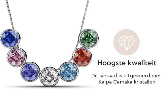 Yolora Damen-Halskette mit Anhänger - 7 farbige Kalpa Camaka Kristalle - Set mit 7 Kristallen - Farbe Silber