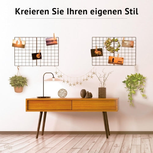 Gadgy - Klappbares Wandregal im Industrial-Stil - mit 2 Regalen, 6 S-Haken und 10 Heringen - Schwarz