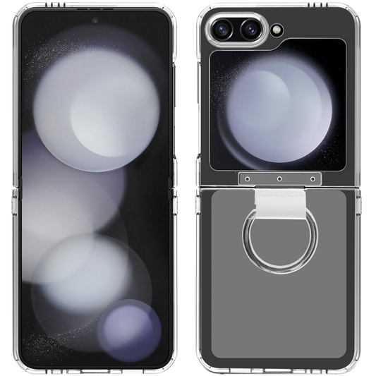 BeHello - Samsung Galaxy Z Flip6 und Flip7 FE Clear Case mit Ring - Transparent - mit integriertem Ringhalter und flexiblem Rahmen und erhöhten Kanten - für Samsung Galaxy - Transparentes TPU