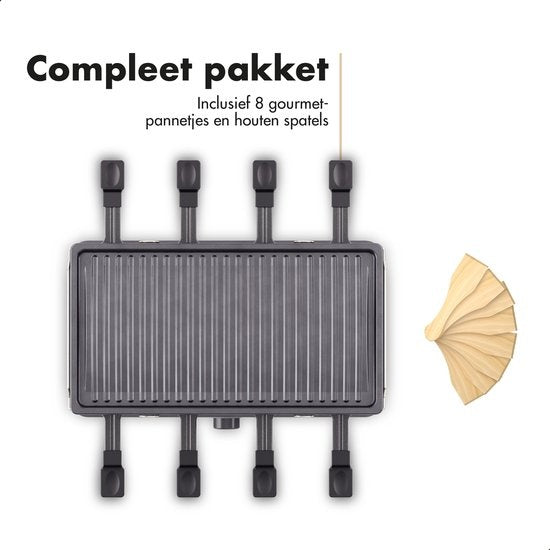 Studio Linea SLGRILL30BK Gourmet-Set - 8 Personen - 1400 W - Gourmet-Pfännchen und Gourmet-Platte mit Antihaftbeschichtung - Raclette