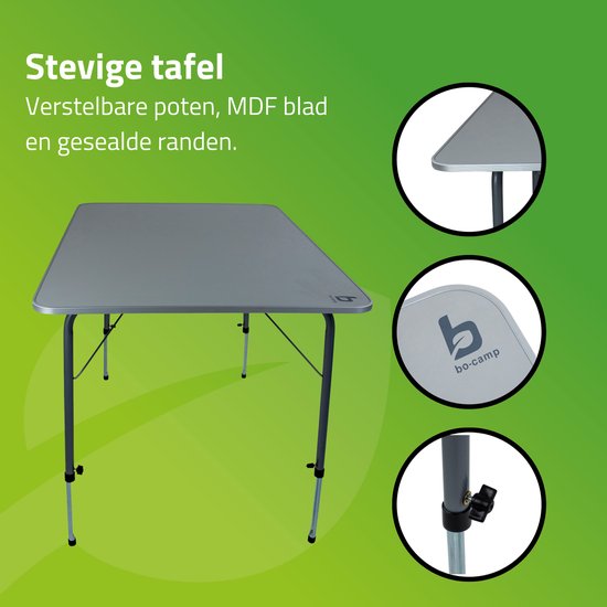 Bo-Camp - Campingtisch - Höhenverstellbar - 100x70 cm