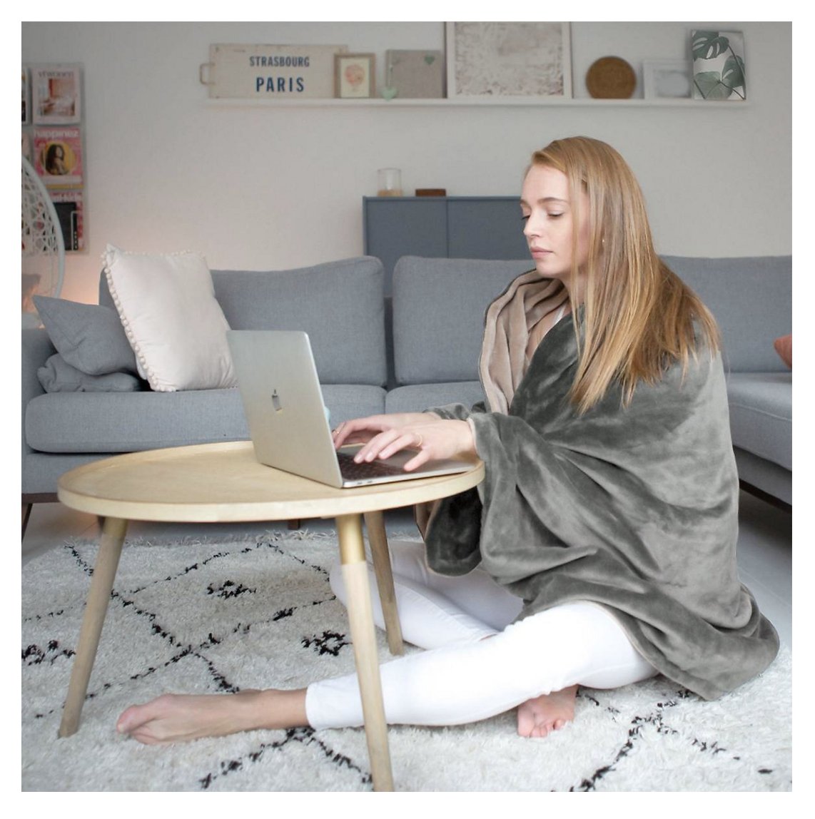 Auronic Electric Heat Blanket - Überdecke - 2 Personen - 3 Wärmestufen - Mit Timer - 200 x 180 cm - Grau