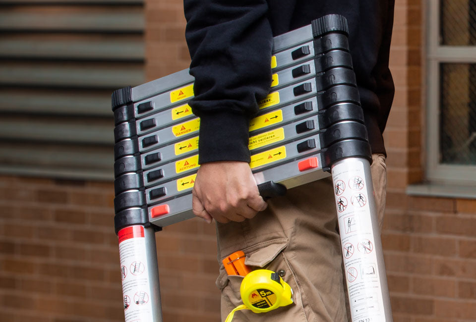 Original DIY Teleskopleiter Aluminium 2,60 m, 9 Stufen, ultrakompakt, grau