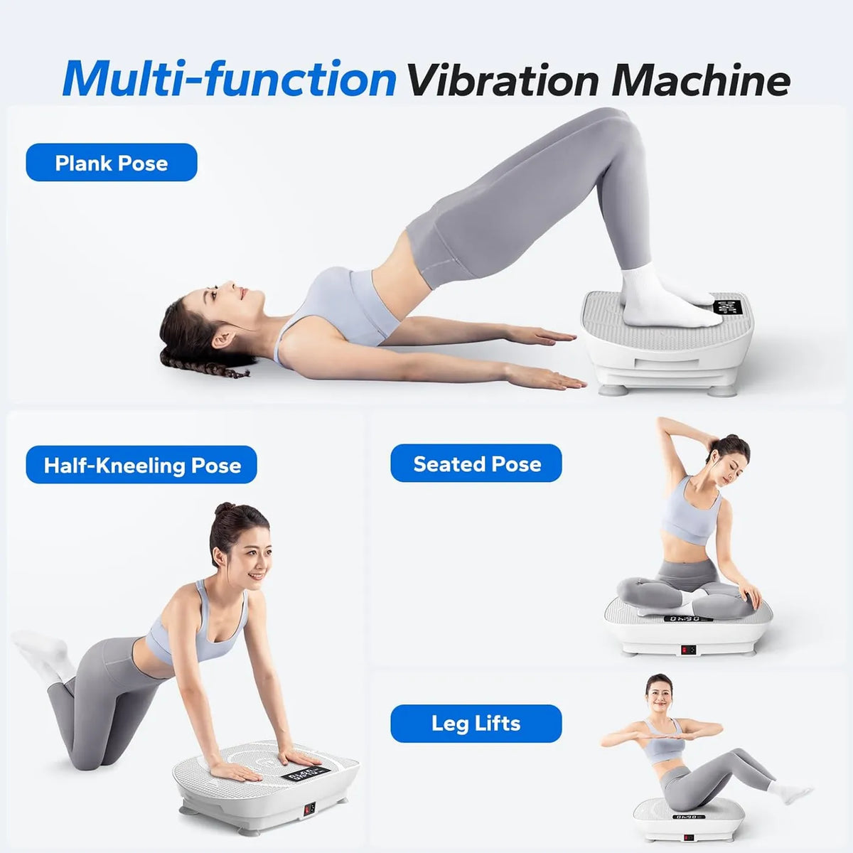Merach Vibrationsplatte für Ganzkörpertraining – 10 Geschwindigkeitsstufen – Grau – Silikon und Metall