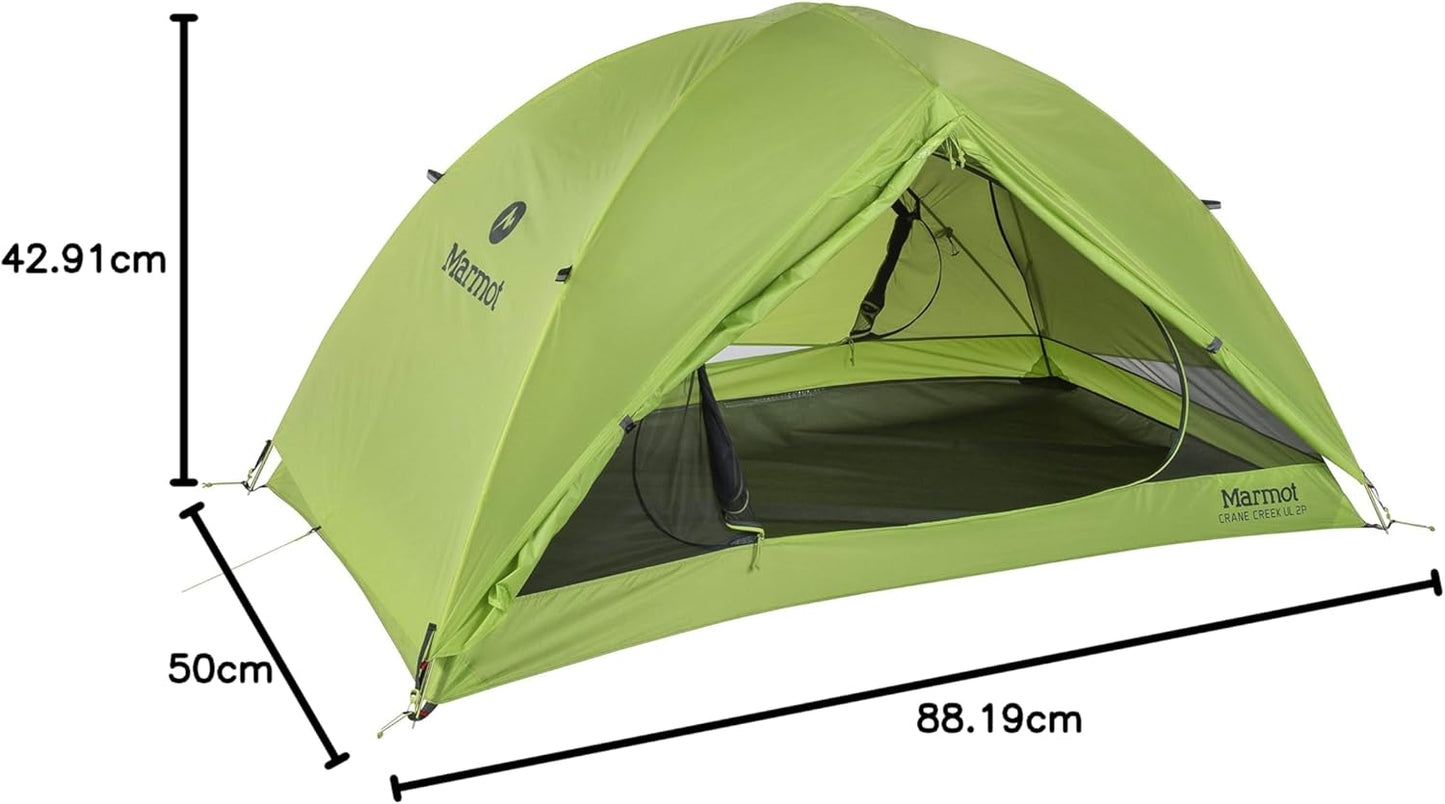 Marmot Crane Creek 2-Personen-Kuppelzelt – Macaw Green/Crocodile – 210 x 140 x 110 cm