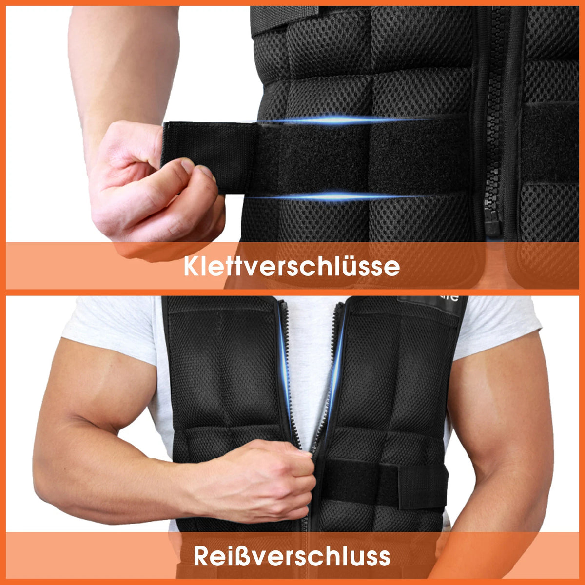 DH FitLife Verstellbare Gewichtsweste – 1 bis 20 kg – 38 herausnehmbare Gewichtsblöcke – 48 x 62 cm – Schwarz