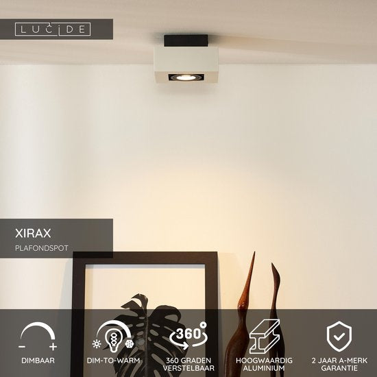 Lucide XIRAX – Deckenstrahler (Deckenleuchte) – LED „Dim to warm“ – GU10 – 1×5 W 2200 K/3000 K – Weiß