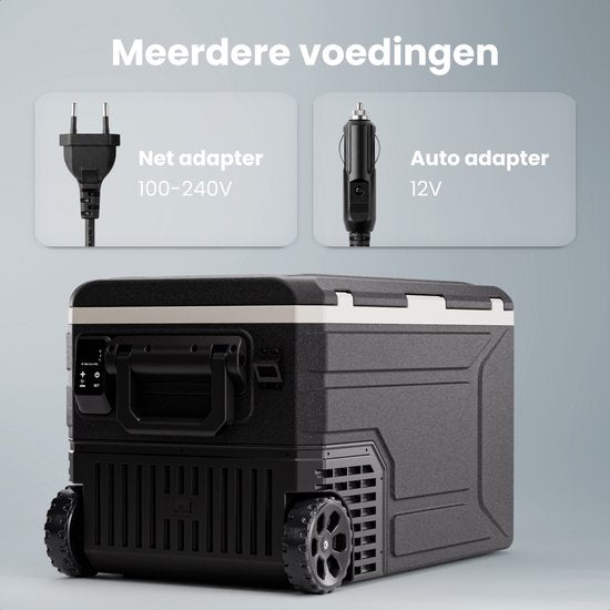 Auronic Elektrische Kühlbox – Kompressor – 64 l – 12 V und 240 Volt – Camping-Kühlschrank – Frigobox für das Auto – mit Rädern und Griff – schwarz