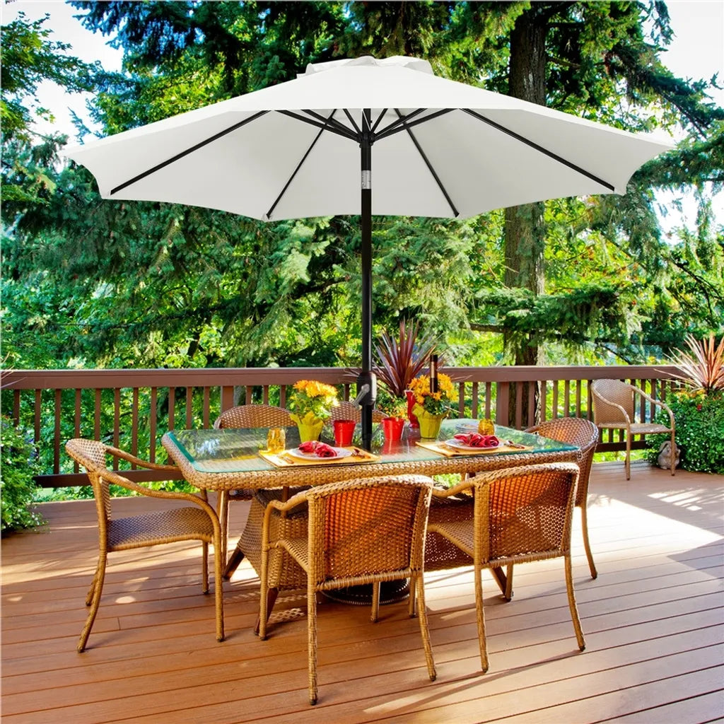 Yaheetech Sonnenschirm Ø 270 cm – Creme – Neigbarer Gartenschirm mit Pendelmechanismus und 8 Streben