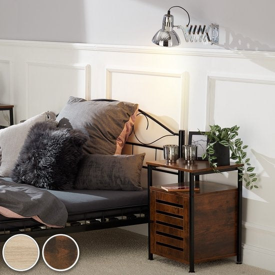 tectake - Sideboard Cork industrial dark - Nachttisch, Schlafzimmerschrank - 404221