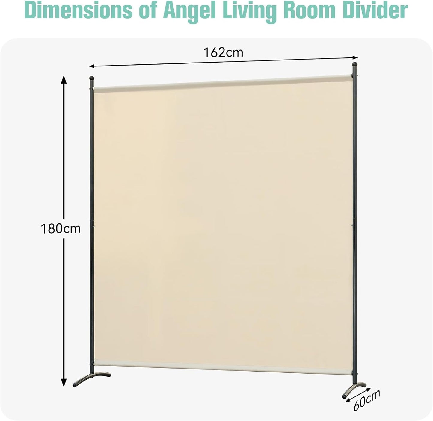 Angel Living Paravent - 1-teilig - 162x180 cm - faltbar - Stahl & 160 g/m² Polyester - Raumteiler & Sichtschutz - Beige