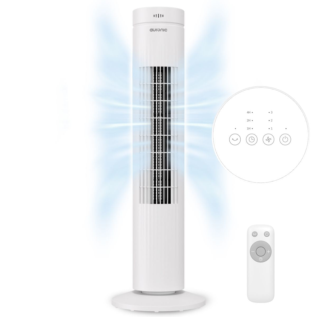 Auronic Turmventilator 76,4 cm – 60° Schwenkbereich – 3 Geschwindigkeitsstufen – 35 W – Weiß