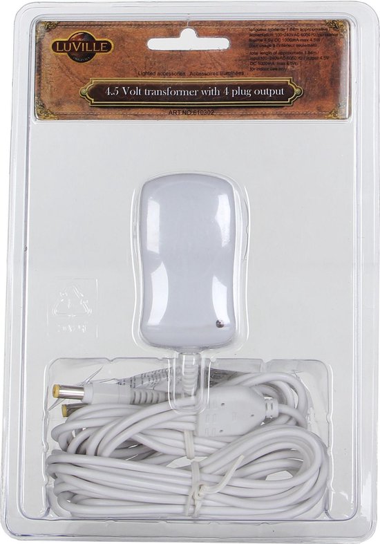 LuVille Christmas Village Schalteradapter mit 4 Steckern - 4,5 Volt