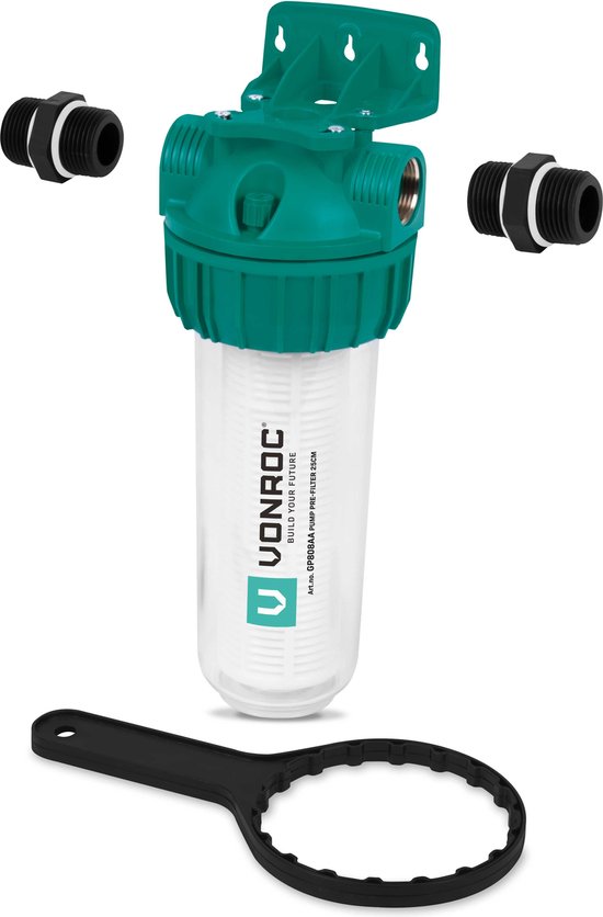 VONROC Vorfilter für Pumpen und Hydronikpumpen - 25cm - Max. 4300l/h - Universal Vorfilter