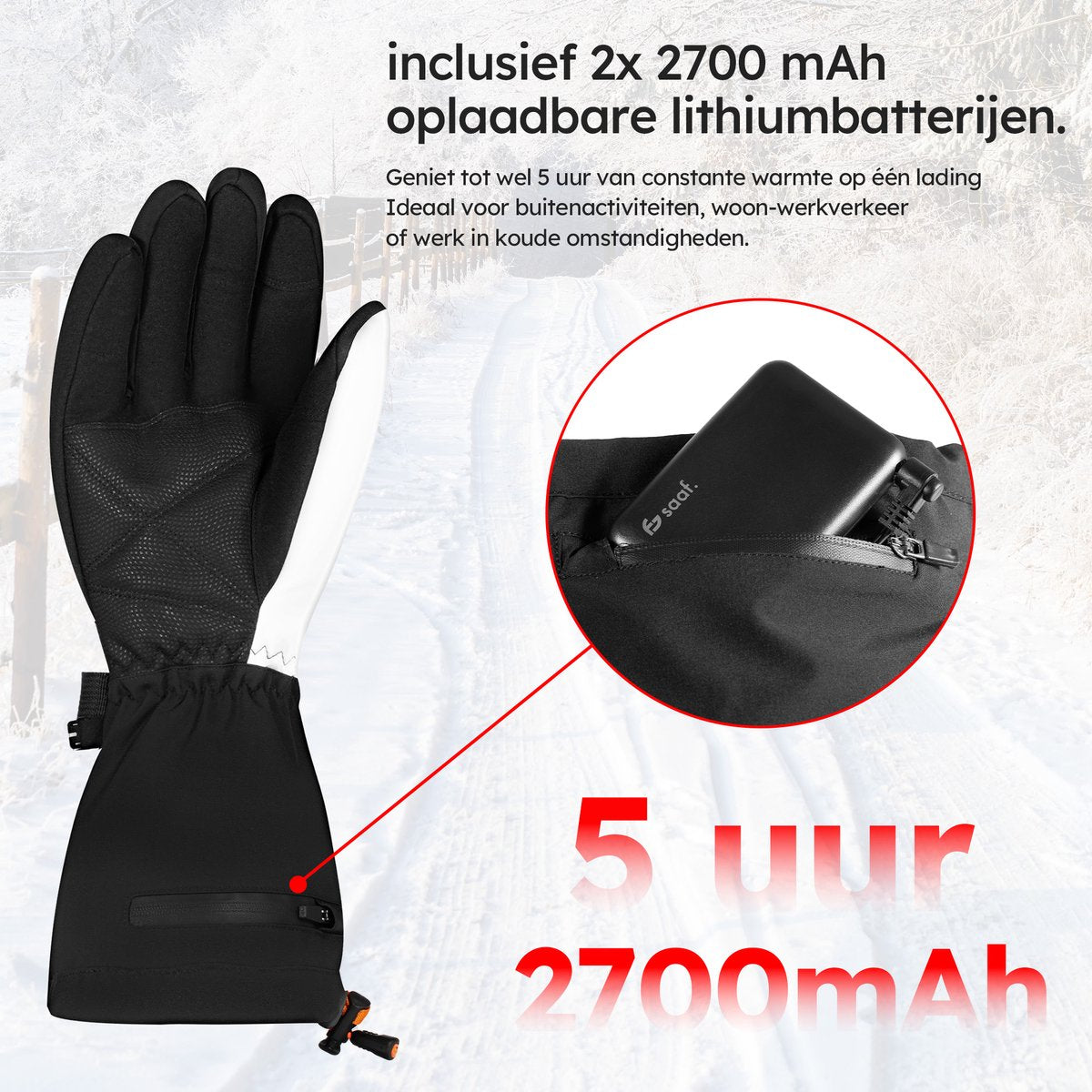 Saaf Beheizbarer Handschuh 2.0 Weiß Größe XS