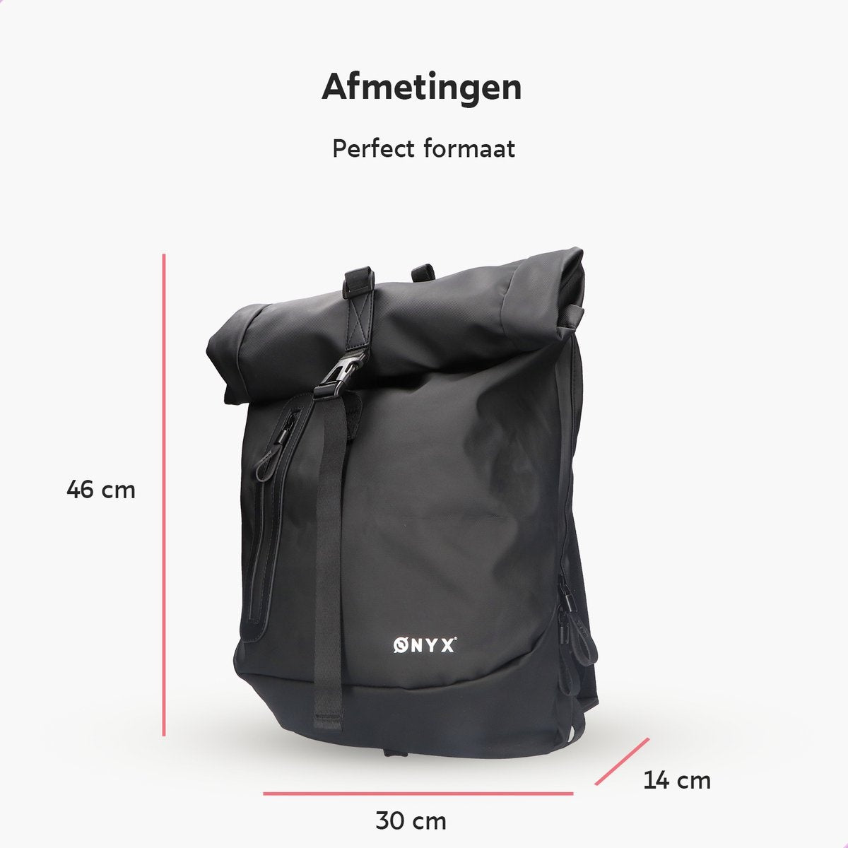 ONYX - Rolltop Rucksack - 25 bis 40 L - Mit Laptopfach - Wasserdicht und strapazierfähig - Schwarz