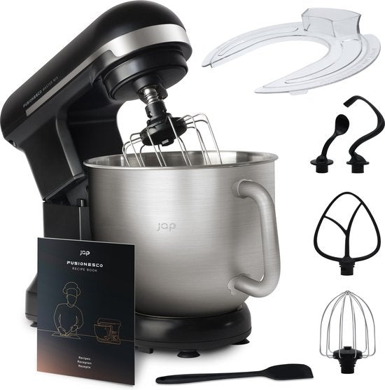 JAP Appliances Mastermix - Küchenmaschine (1000 W) - Küchenroboter mit 6 Geschwindigkeitsstufen und Pulsfunktion - Mixer mit 5,7-Liter-Mixtopf - Inklusive Topftrockner - Schwarz mattiert