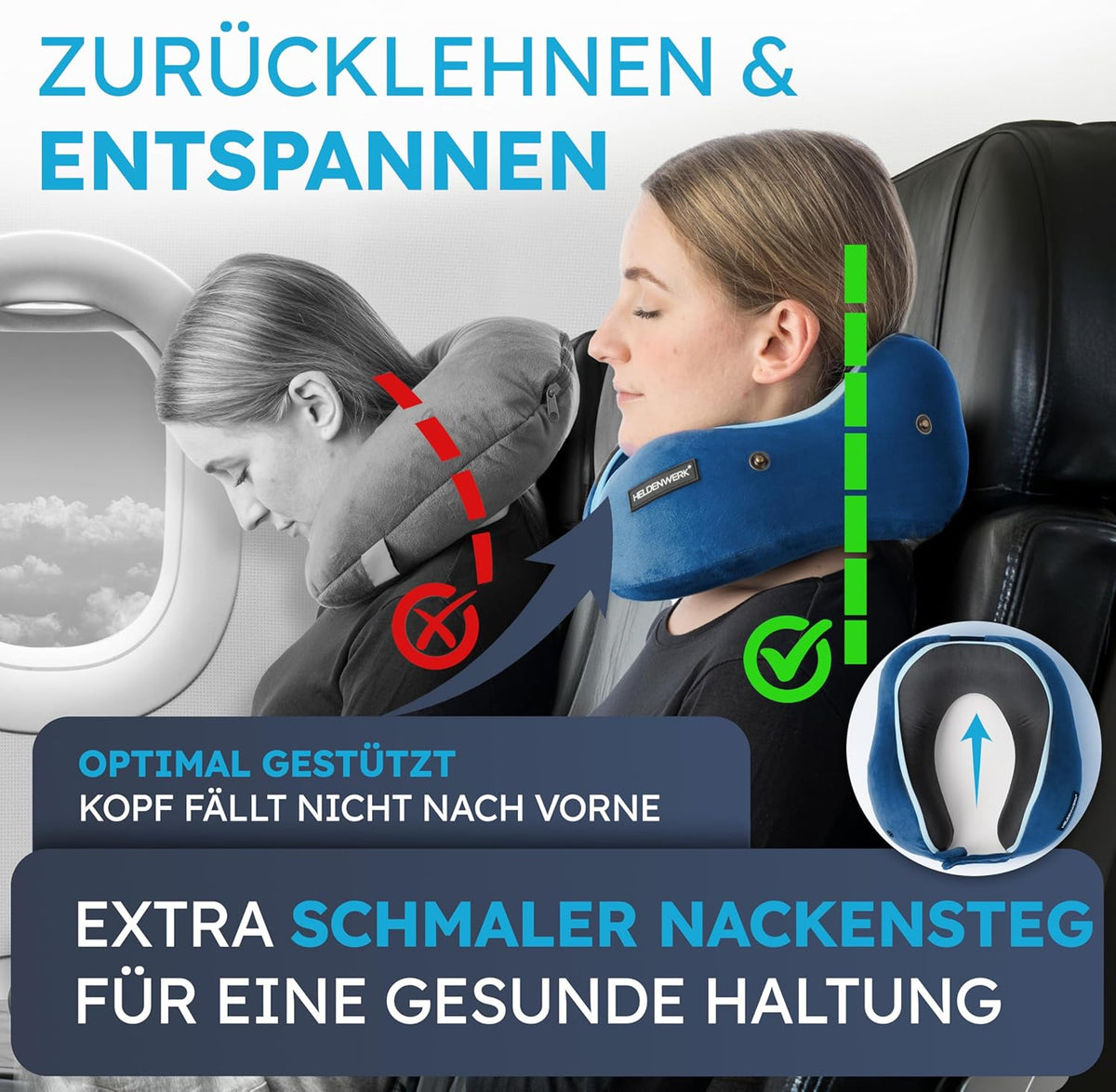 Heldentum Nackenkissen - Waschbar - Marineblau