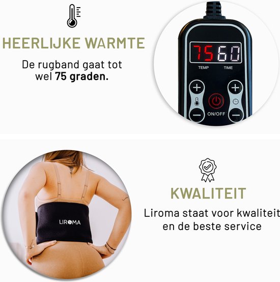 LIROMA® Tragbares Infrarot-Rückenband - Unterer Rücken, Schultern, Beine - Infrarot-Therapie - Fern-Infrarot - Infrarot-Lampe - Schlankheits-Band - Fitness-Gürtel - Wärmeband - Rotlicht-Therapie - Rotlicht-Therapie