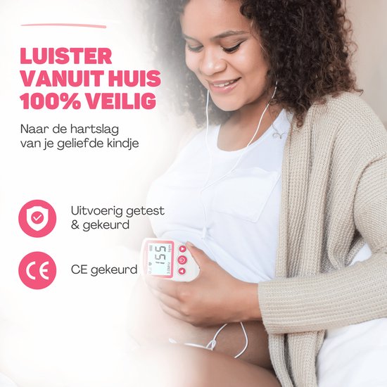 Vulpes Goods® BabyCare - Doppler Baby PRO - Baby-Herzmonitor - Fetal-Doppler - Herzschlag-Baby-Doppler - Echo-Gerät - Schwangerschaftsgeschenk - Pink - Inkl. Ultraschall-Gel und Ohrstöpsel