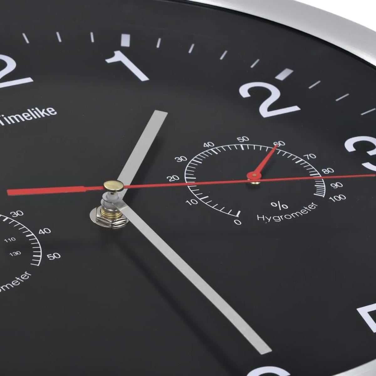 VidaXL Wanduhr Ø 30 cm mit Thermometer und Hygrometer – Präzises Quarzwerk – Aluminium, schwarz