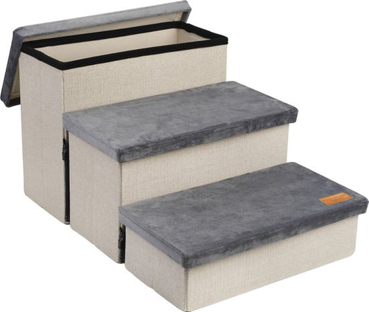 Hundetreppe Stabile Hundetreppe für Hunde mit Ablage - Hundetreppe - Hundetreppe für Sofa oder Bett - bis zu 60 kg - Anthrazit - Universal