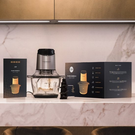 JAP Appliances Multi Chop - Zerkleinerer mit Glasschale (1,2 Liter) - Eiszerkleinerer - Spülmaschinenfest - Lebensmittelzerkleinerer - 6 Klingen - 400W