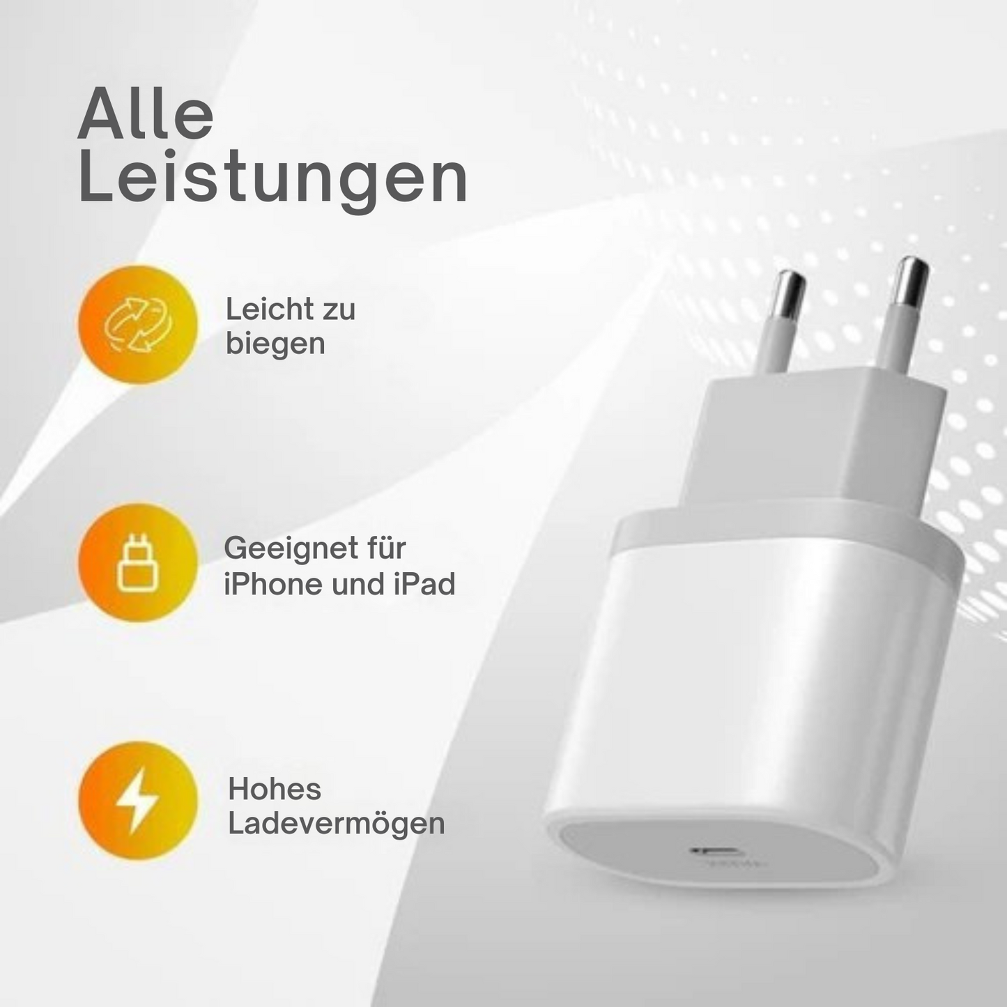 Wurk - Ladegerät - Geeignet für iPhone und iPad - 20W Schnellladegerät - 1M Ladekabel - Weiß