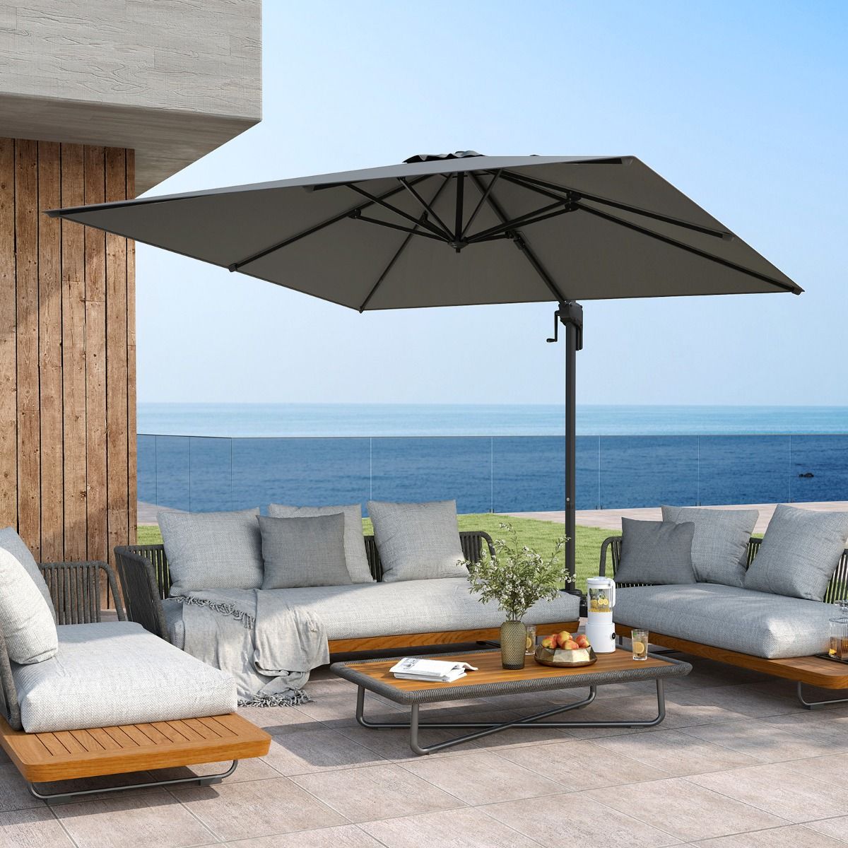 Coast Quadratischer Sonnenschirm – um 360° drehbar – Neigung verstellbar – grau 300 x 300 cm