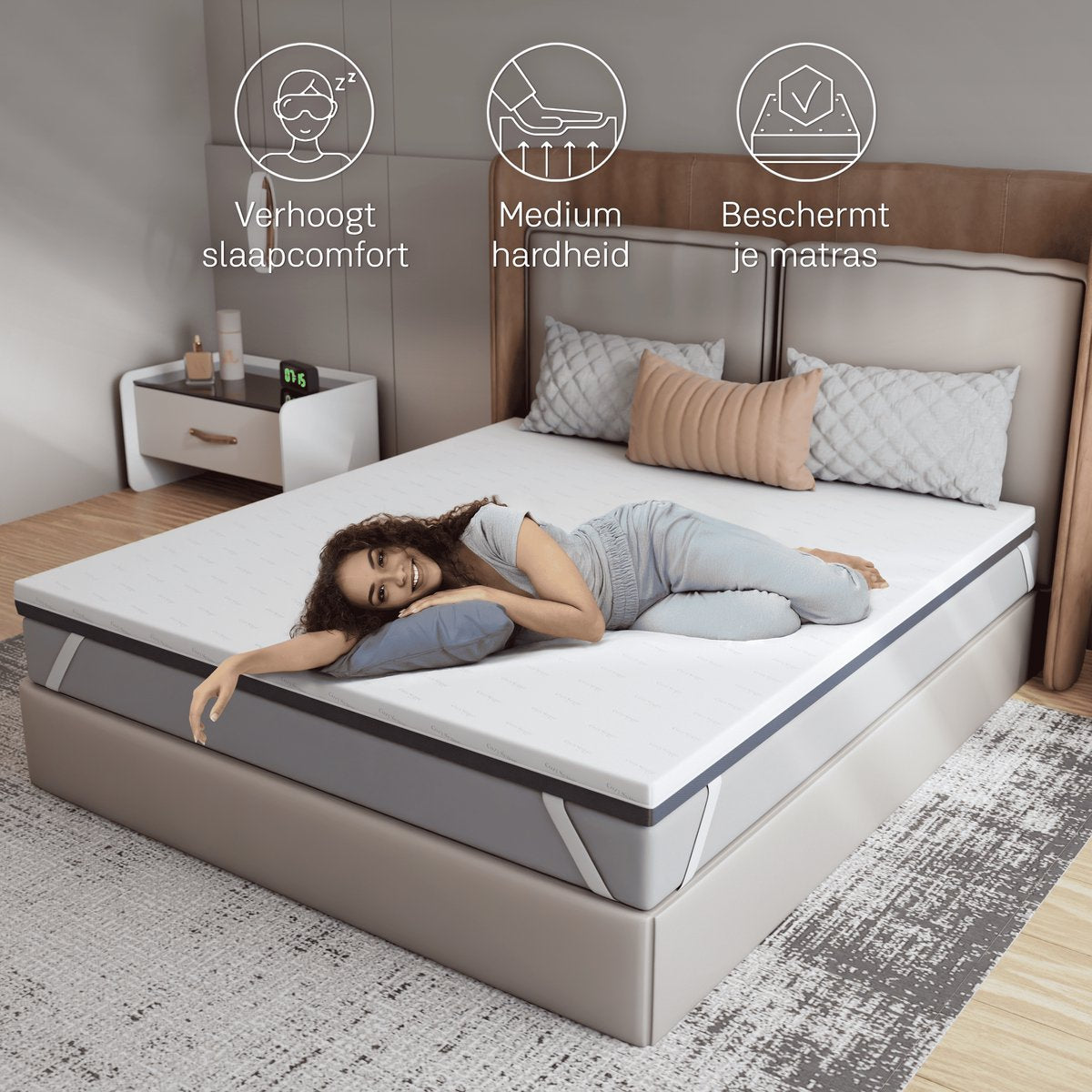 CozySense DualFeel Topper 120x200 cm - Kühle & Warme Seite - 7,5 cm - Mittlerer Komfort - Weiß/Blau