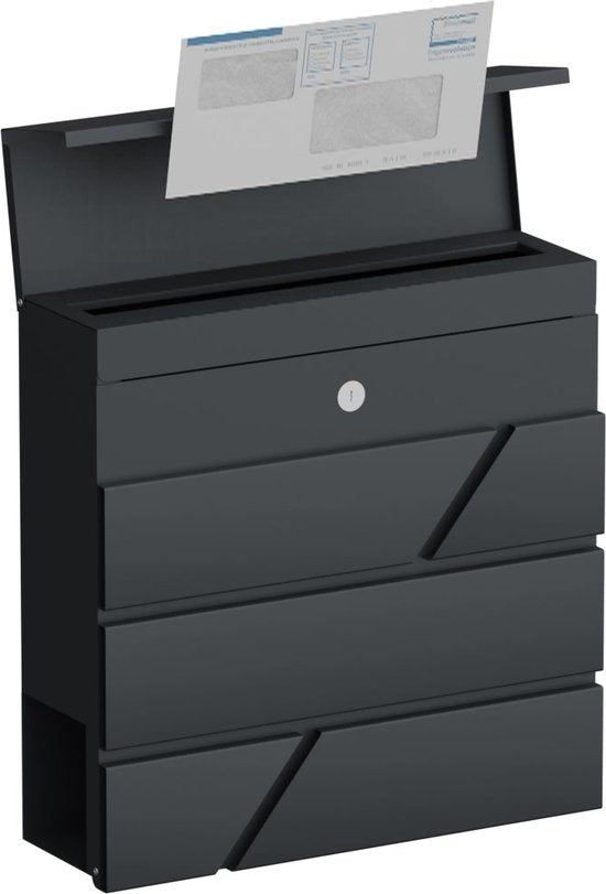 Avalo Briefkasten - Edelstahl - Mit Zeitungsfach & Schloss - Inkl. Montagematerial & 2 Schlüssel - Anthrazit