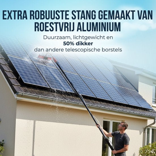 Aqualita® Teleskop-Waschbürste 9M - Teleskopstiel Fensterreinigung - Fensterwascher Teleskop - Fensterwischer mit Teleskopstiel - Schrubber - Autowäsche - Solarpanelreiniger - Fassaden - Vordächer - Wintergärten - Glasreinigungsset - Seifenspender
