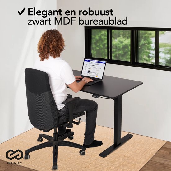 Infinity Goods Sitz-Steh-Schreibtisch - elektrisch höhenverstellbar - 140 x 60 CM - Schwarz