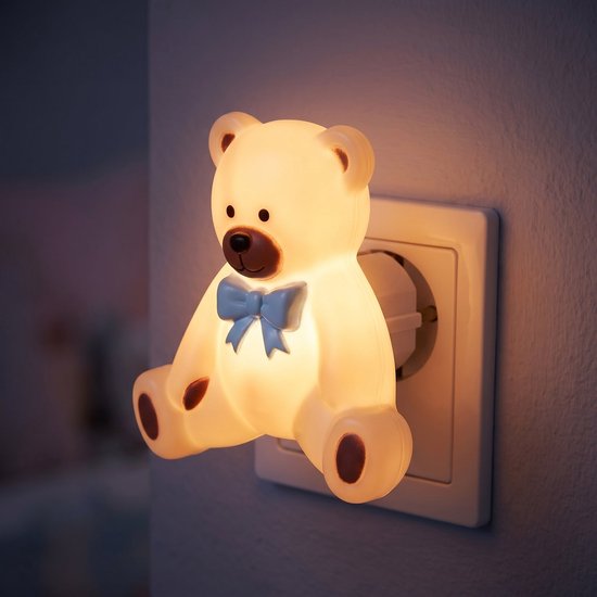 Cheqo® Nachtlicht für Kinder für Kinder- und Babyzimmer – Baby-Nachtlicht „Bärchen“ – Steckdosenlampe – LED-Nachtlicht für das Schlafzimmer – Steckdosenlampe mit Tiermotiv – Stimmungslicht – Warmweißes Steckdosenlicht für Kinder und Kleinkinder