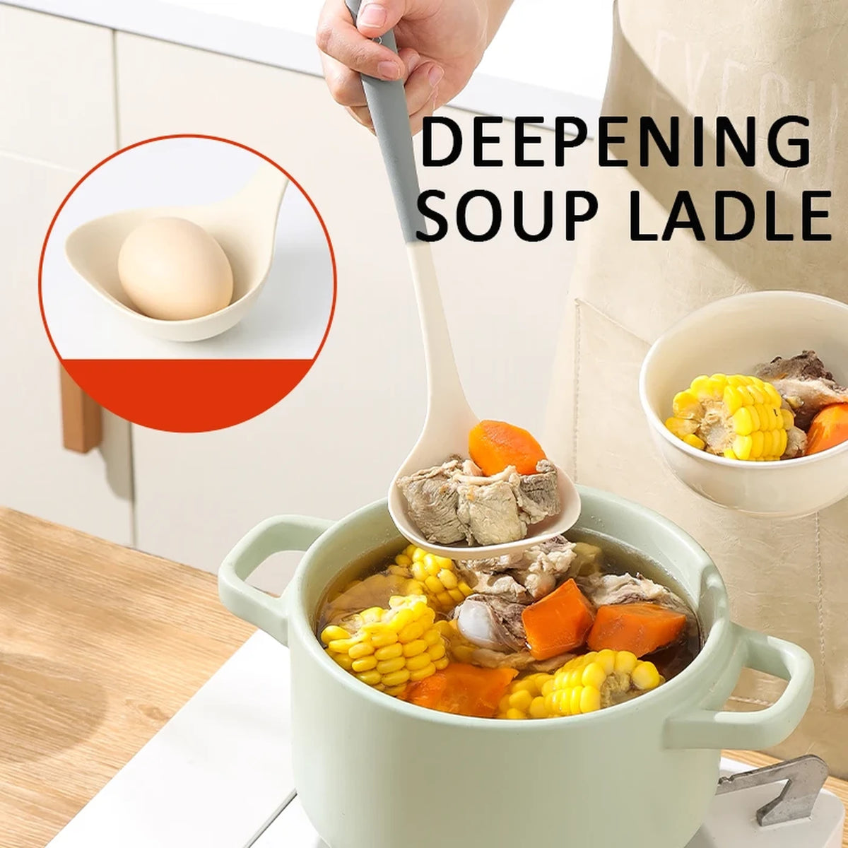 Maxcook 6-teiliges Küchenutensilien-Set – Silikon – Weiß und Grau – MCCU1303
