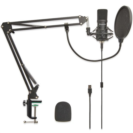 LifeGoods Mikrofon für PC - mit Arm - Gaming-Mikrofon - Streaming - Kondensator - Rauschunterdrückung - Pop Cap - Pop Filter - Schwarz