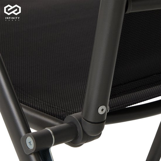 Infinity Goods Tuinstoel - 4 Stuks - 7 Verstelbare Standen - Inklapbaar - Tuin of Balkon - Weerbestendig - Textileen - Zwart