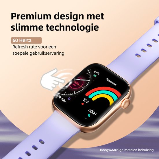 Maoo ProWatch AMOLED Smartwatch für Frauen und Männer - Milanese-Armband und 3 Silikonbänder - Schrittzähler - Herzfrequenzmesser - Blutdruckmesser - Schlafüberwachung - Multisport - Geeignet für Android und iOS - Pink Gold