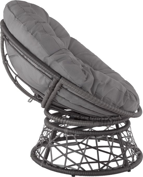 Tectake Papasan-Sessel - Aus Korbgeflecht Gargano - Poly-Rattan -  Grau