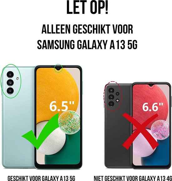 Podec 2-in-1-Hülle mit Displayschutzfolie, passend für das Samsung Galaxy A13 5G, transparente Handyhülle – stoßfeste Schutzhülle