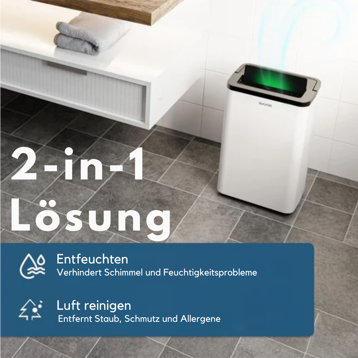 Auronic Luftentfeuchter - Compact Pro Plus - 24L - Schlafzimmer, Badezimmer, Wohnzimmer und Büro - Luftbefeuchter für Innenräume - Weiß