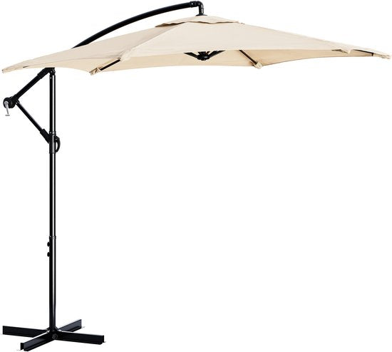 Tristar Schwebeparasol – 300 cm, rund – Garten & Balkon – höhenverstellbar – inkl. Kreuzfuß & Schutzhülle – PA-7906 – Beige